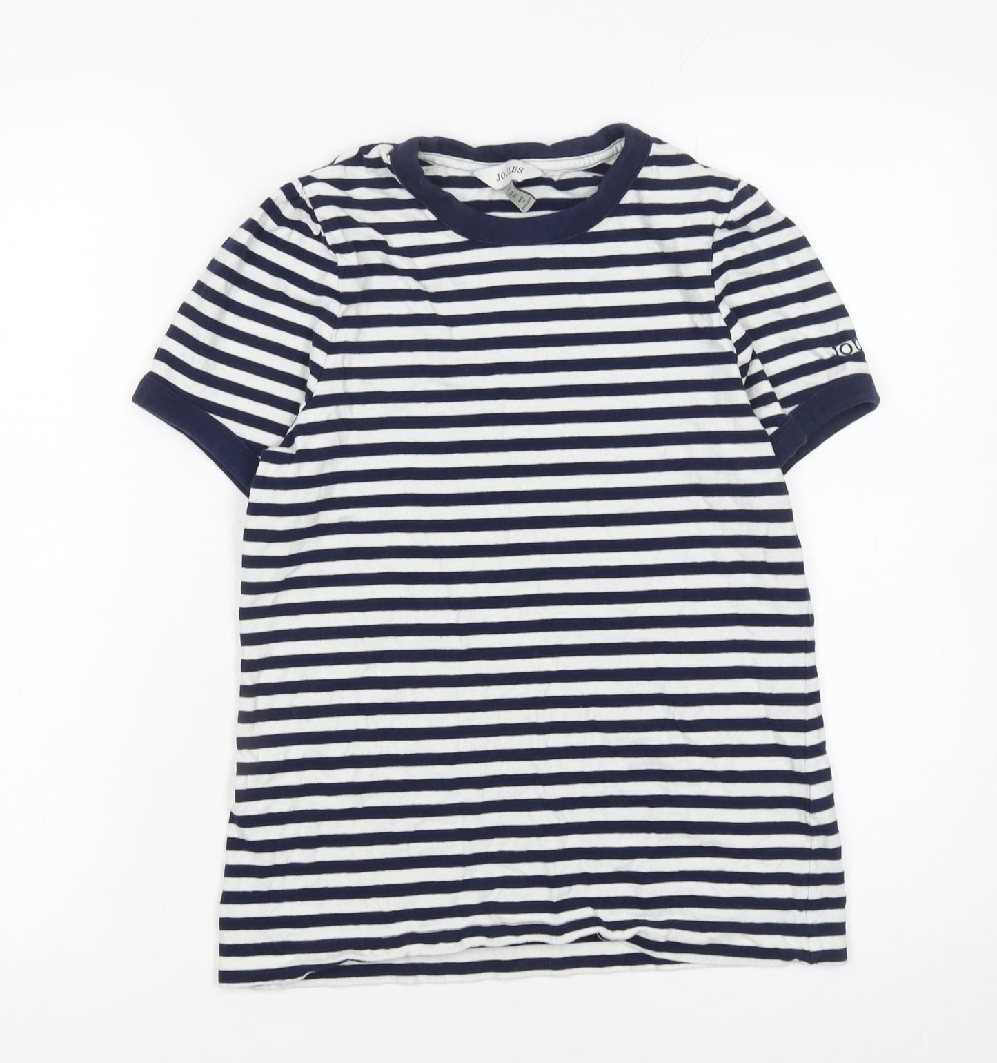 Joules Women's Navy White Striped Short Sleeve Cotton T-Shirt UK 8