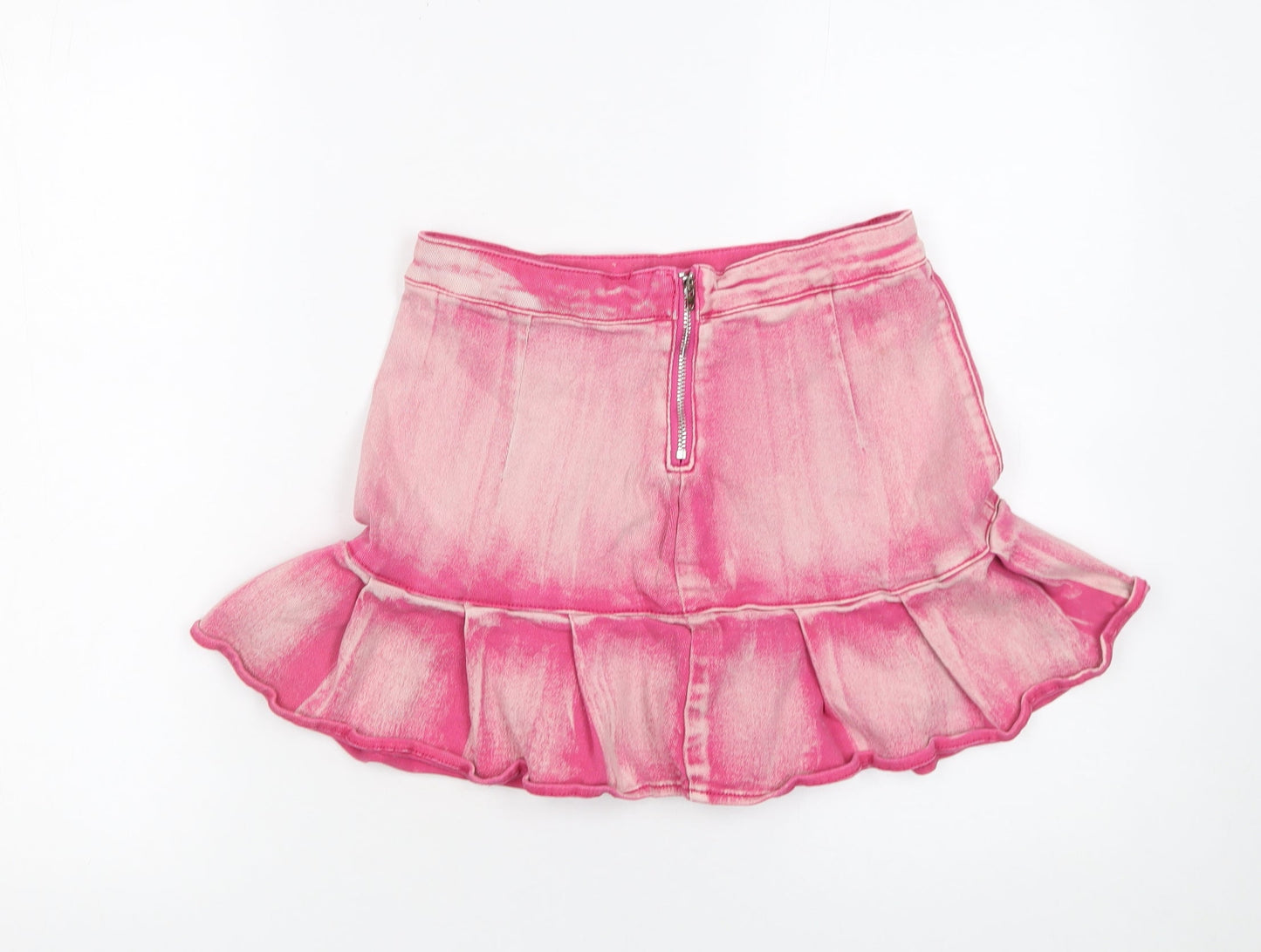 SHEIN Women’s Pink Denim Mini Ruffle Skirt Size 8