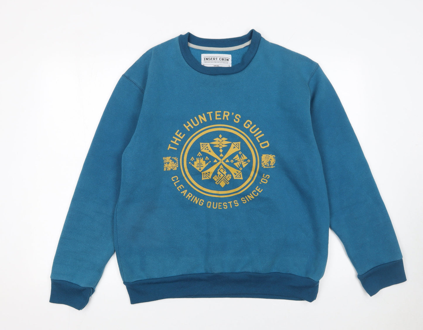 Insert Coin Unisex Blue Graphic Print Pullover Sweatshirt Size S