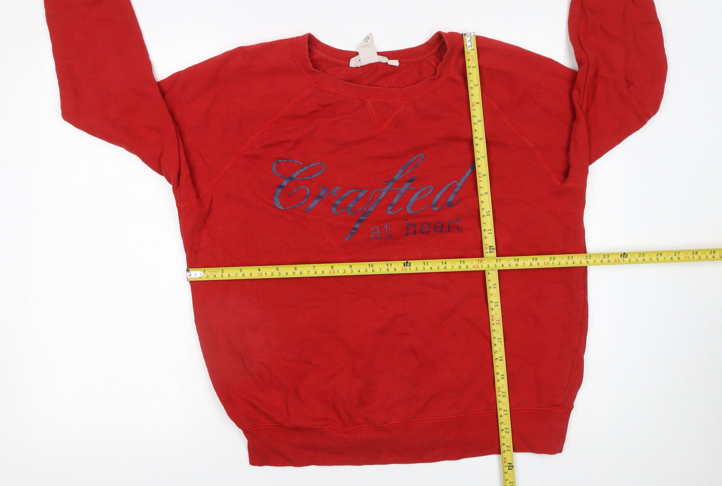 H&M Women's Red Crafted Print Crew Neck Cotton Sweatshirt Size L