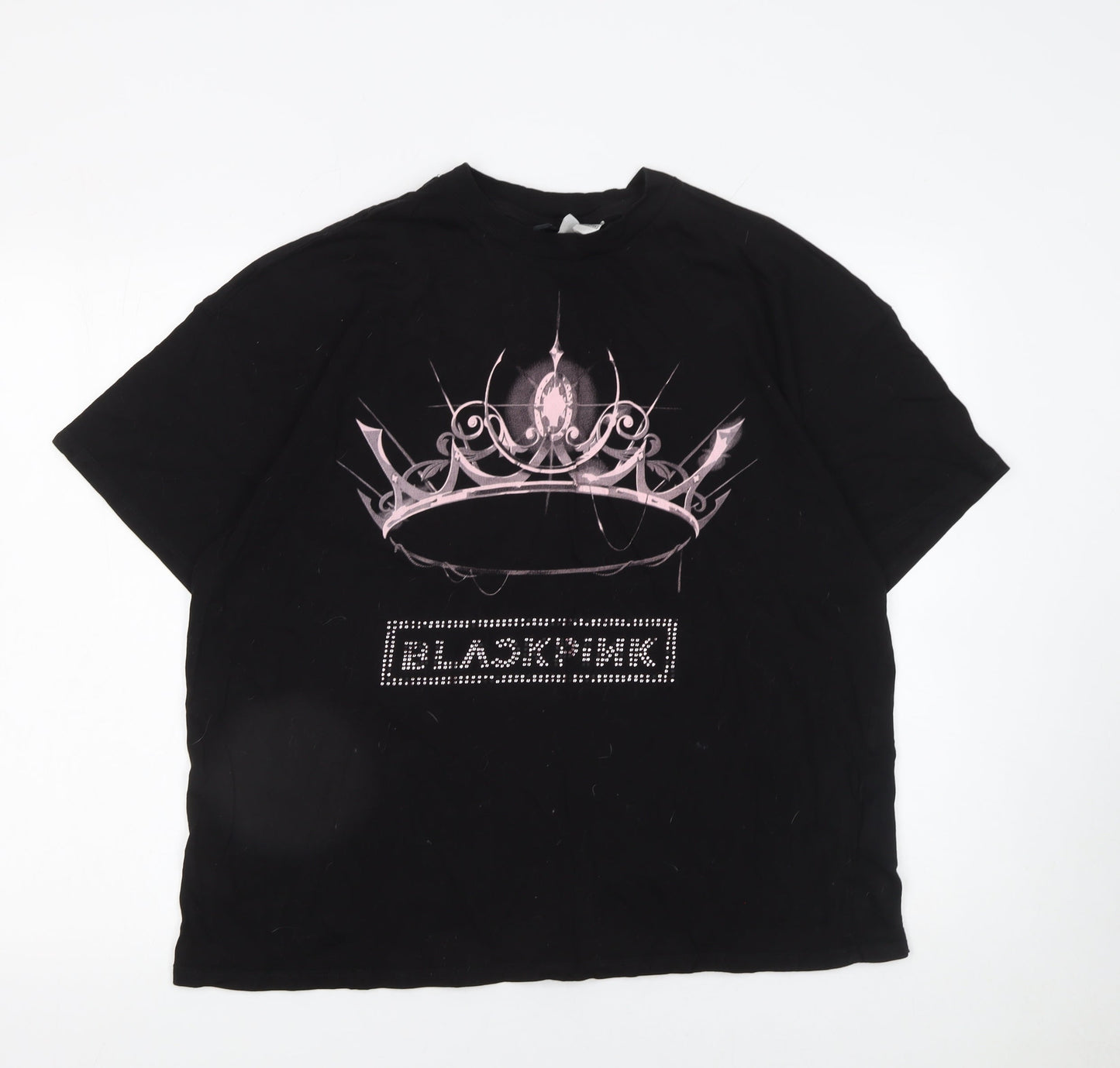 BLACKPINK Women's Black Rhinestone Crown Graphic T-Shirt M