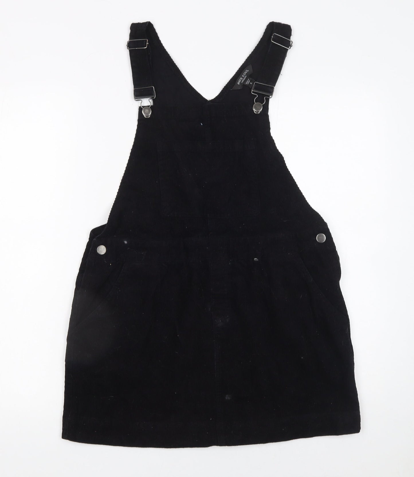 Brave Soul Women's Black Corduroy Pinafore Dress L