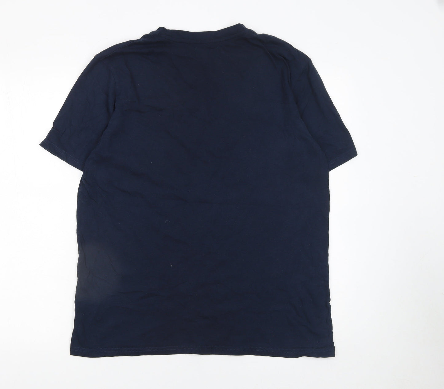 Atlas For Men Navy Blue Crew Neck Cotton T-Shirt Men's Medium
