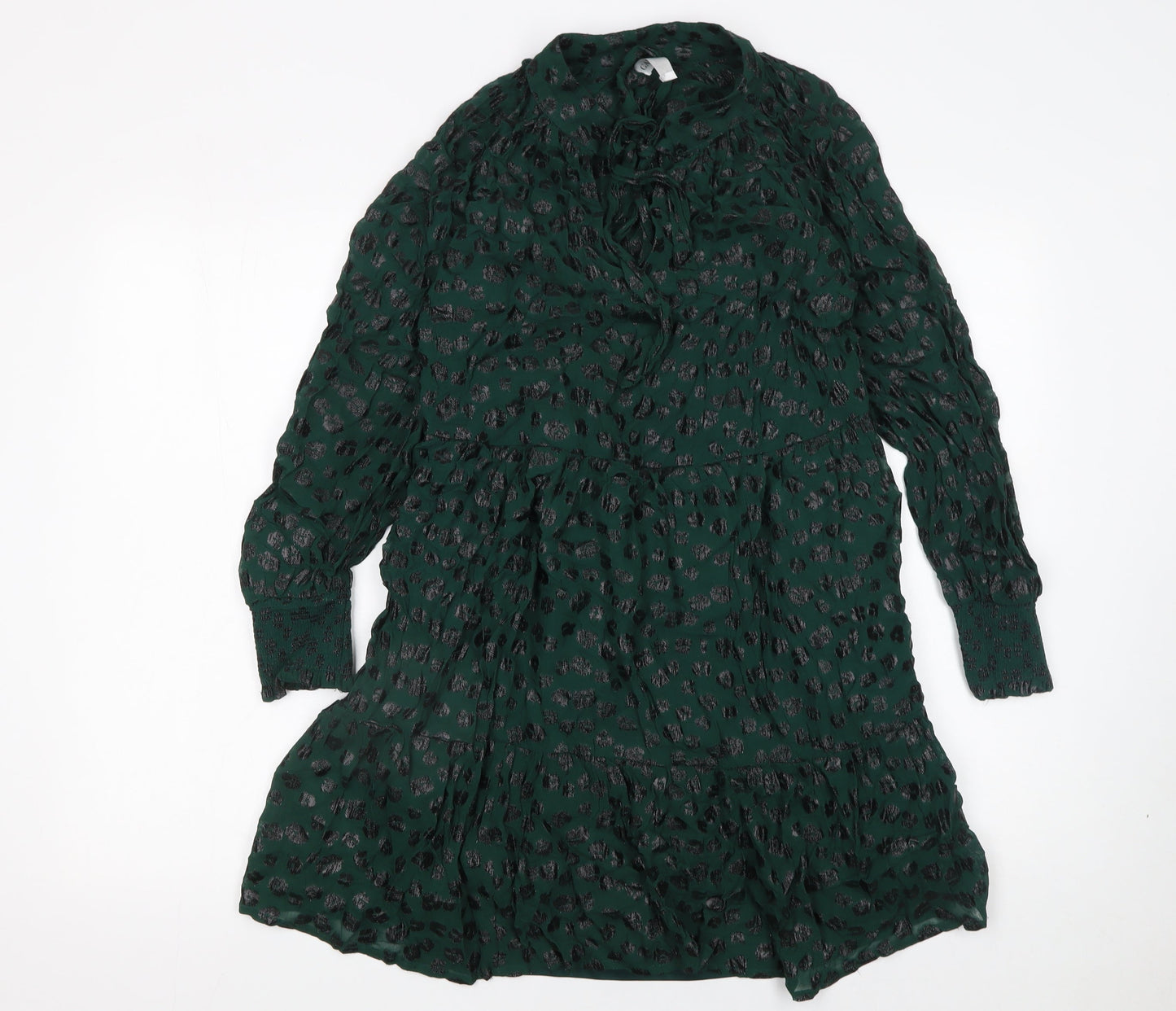 Gallery Women Green Animal Print Knee Length A-Line Dress Size S