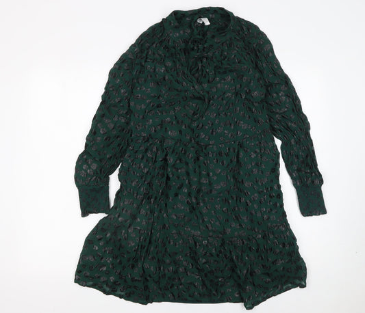 Gallery Women Green Animal Print Knee Length A-Line Dress Size S