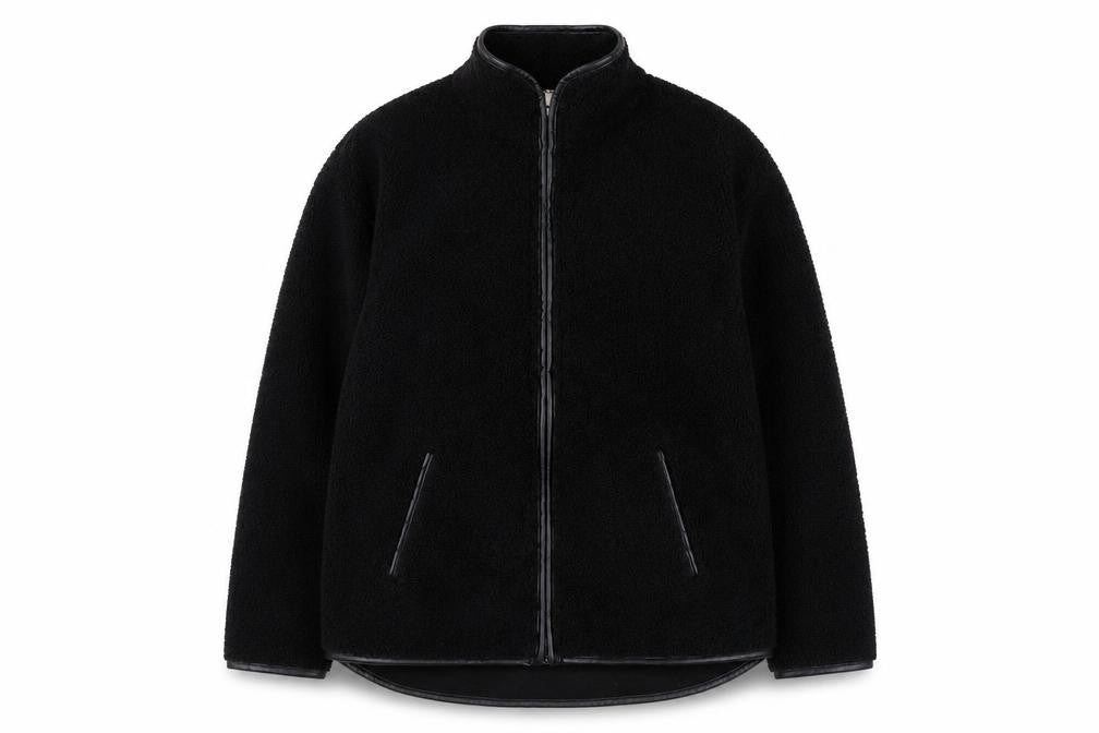 Peacocks Women Black L Fleece Full Zip Mid-Length Jacket