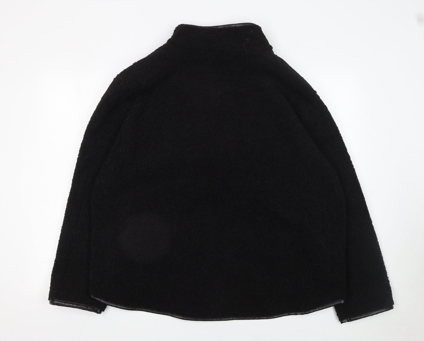 Peacocks Women Black L Fleece Full Zip Mid-Length Jacket