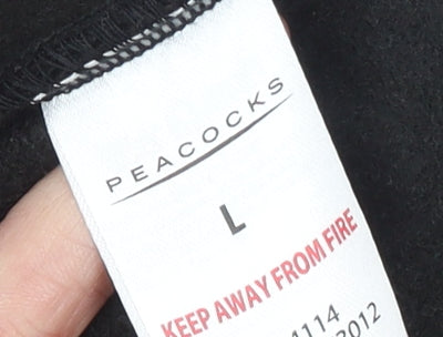 Peacocks Women Black L Fleece Full Zip Mid-Length Jacket