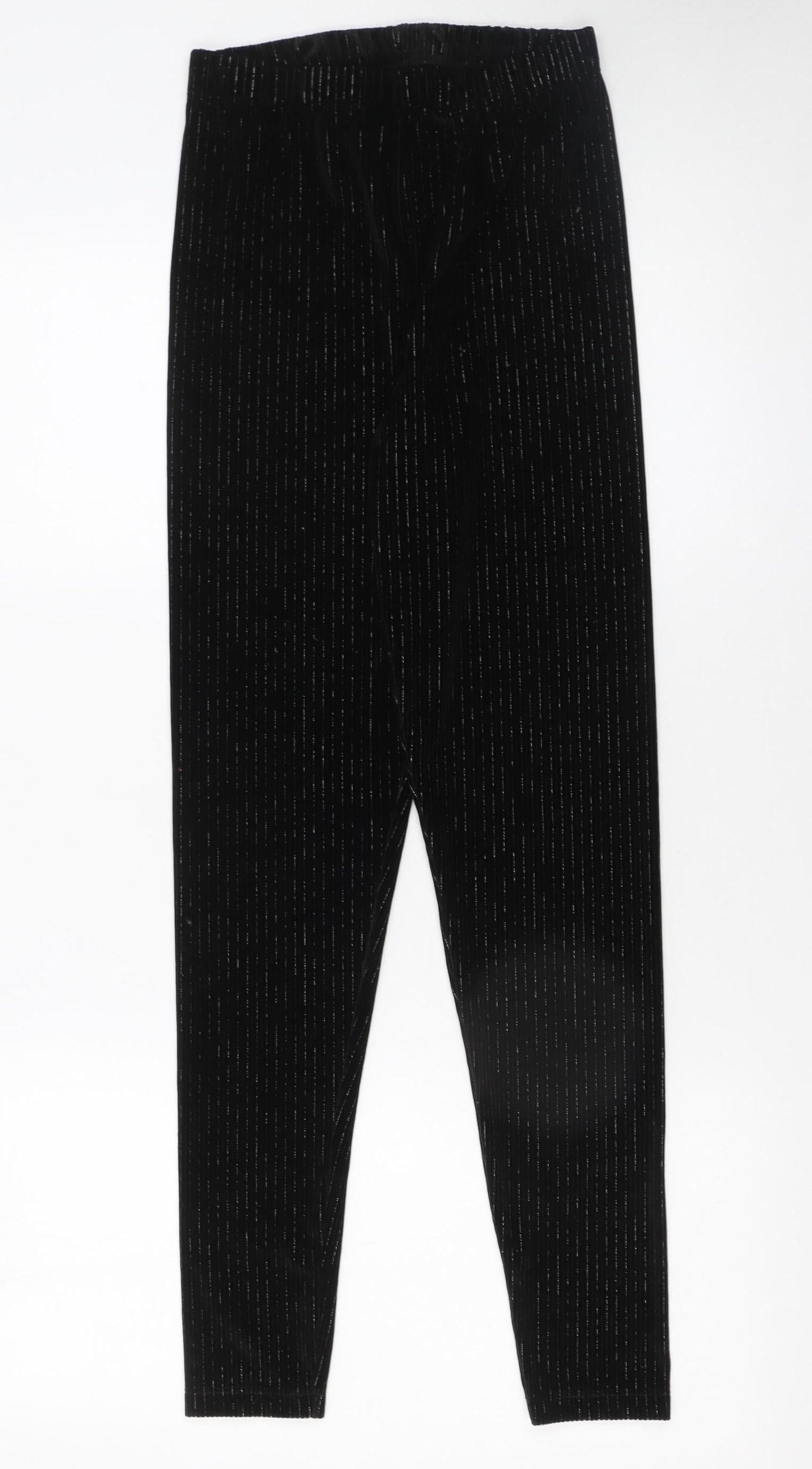 St. Bernard for Dunnes Stores Girls Black Velvet Leggings 26in Waist Elastic Waistband