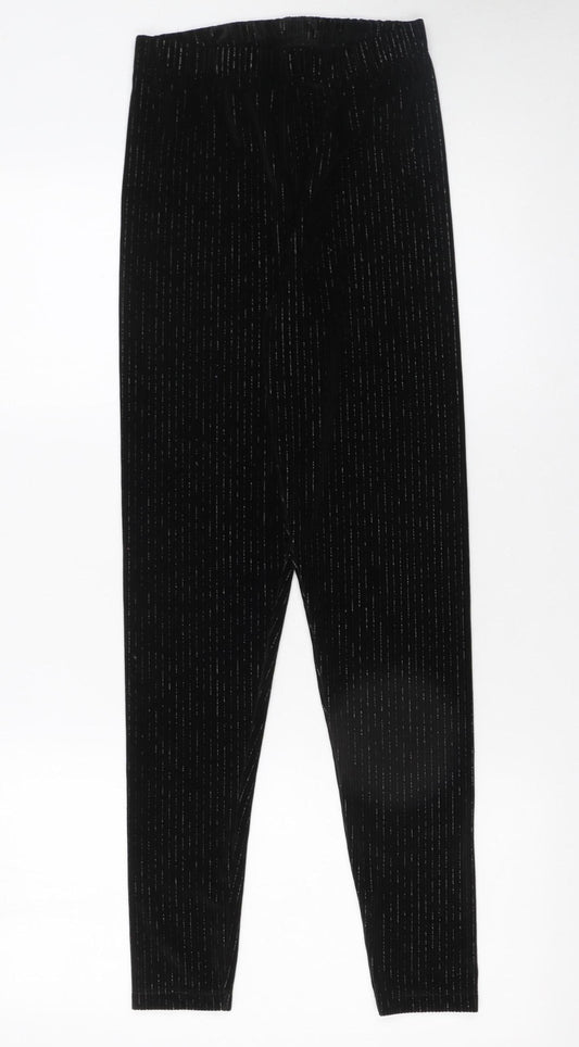 St. Bernard for Dunnes Stores Girls Black Velvet Leggings 26in Waist Elastic Waistband