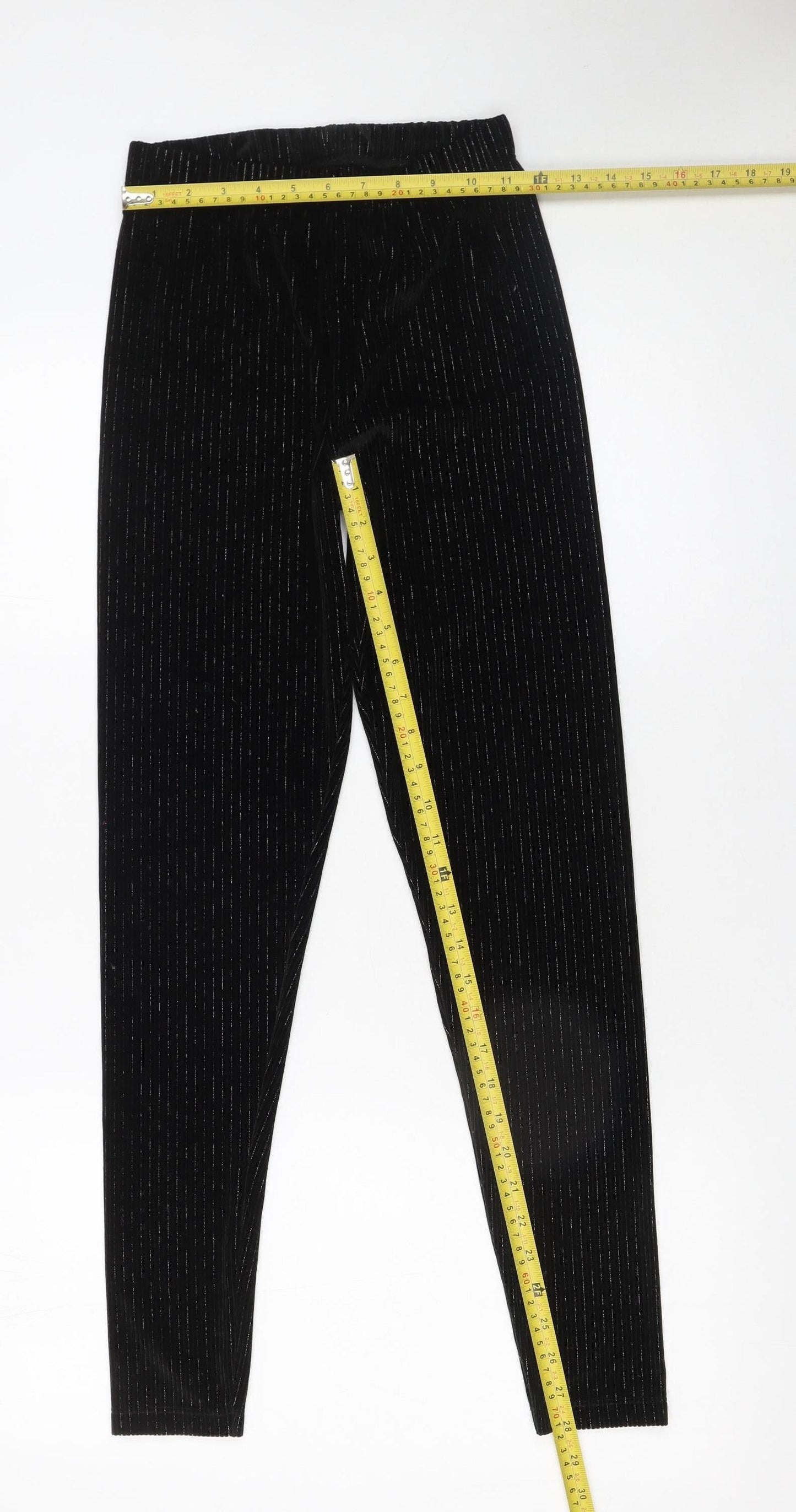 St. Bernard for Dunnes Stores Girls Black Velvet Leggings 26in Waist Elastic Waistband