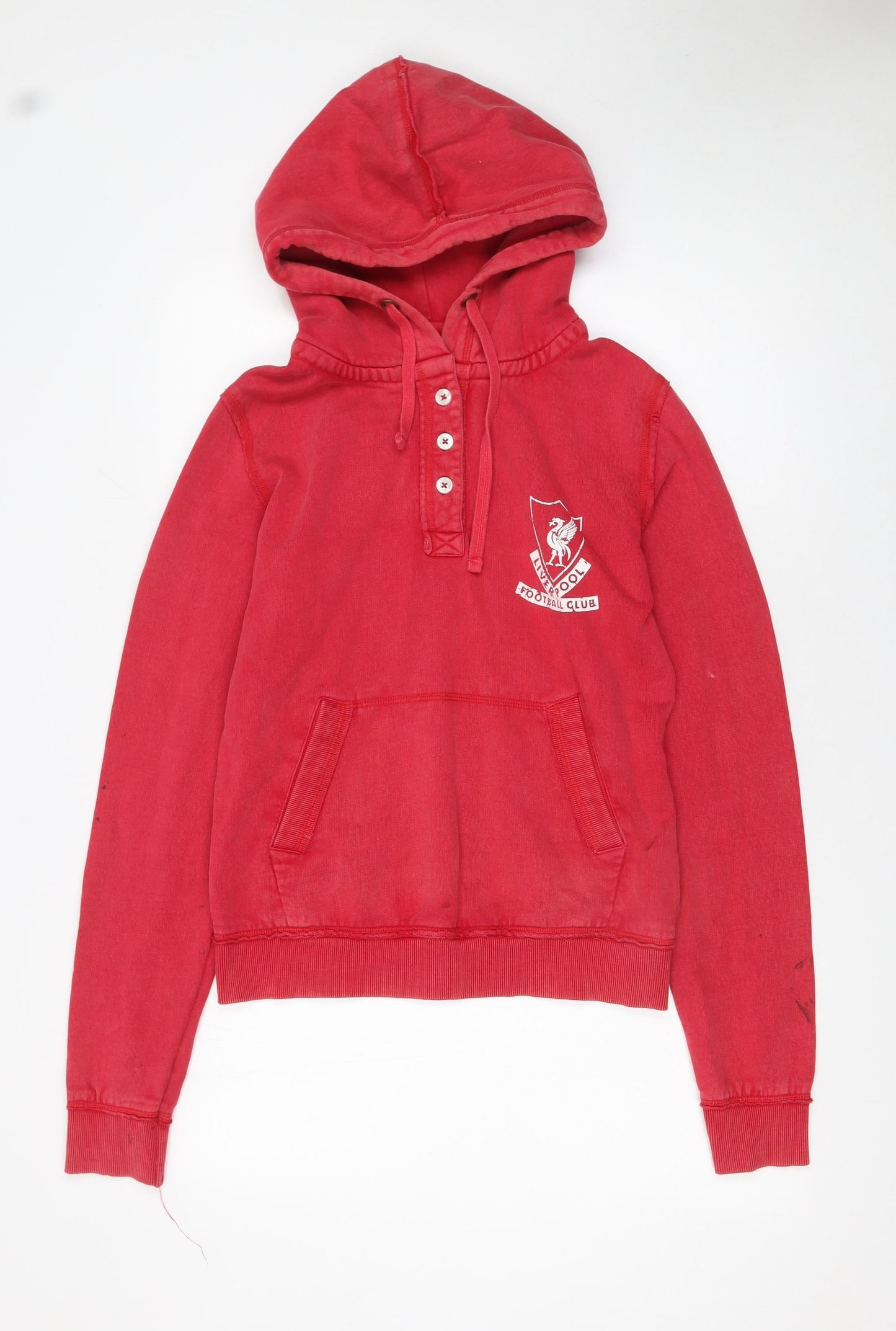 Liverpool FC Women's Red Henley Hoodie Size 12 Cotton Pullover