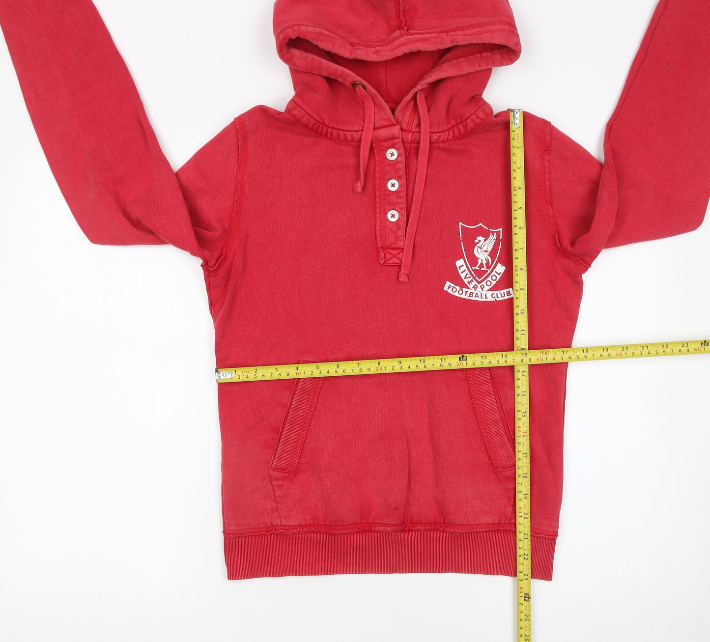 Liverpool FC Women's Red Henley Hoodie Size 12 Cotton Pullover