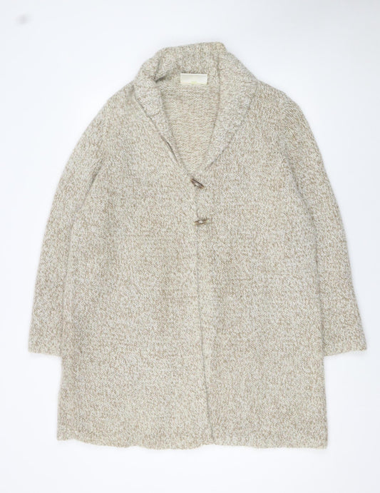 Ann Harvey Women’s Beige Chunky-Knit Cardigan Size 16