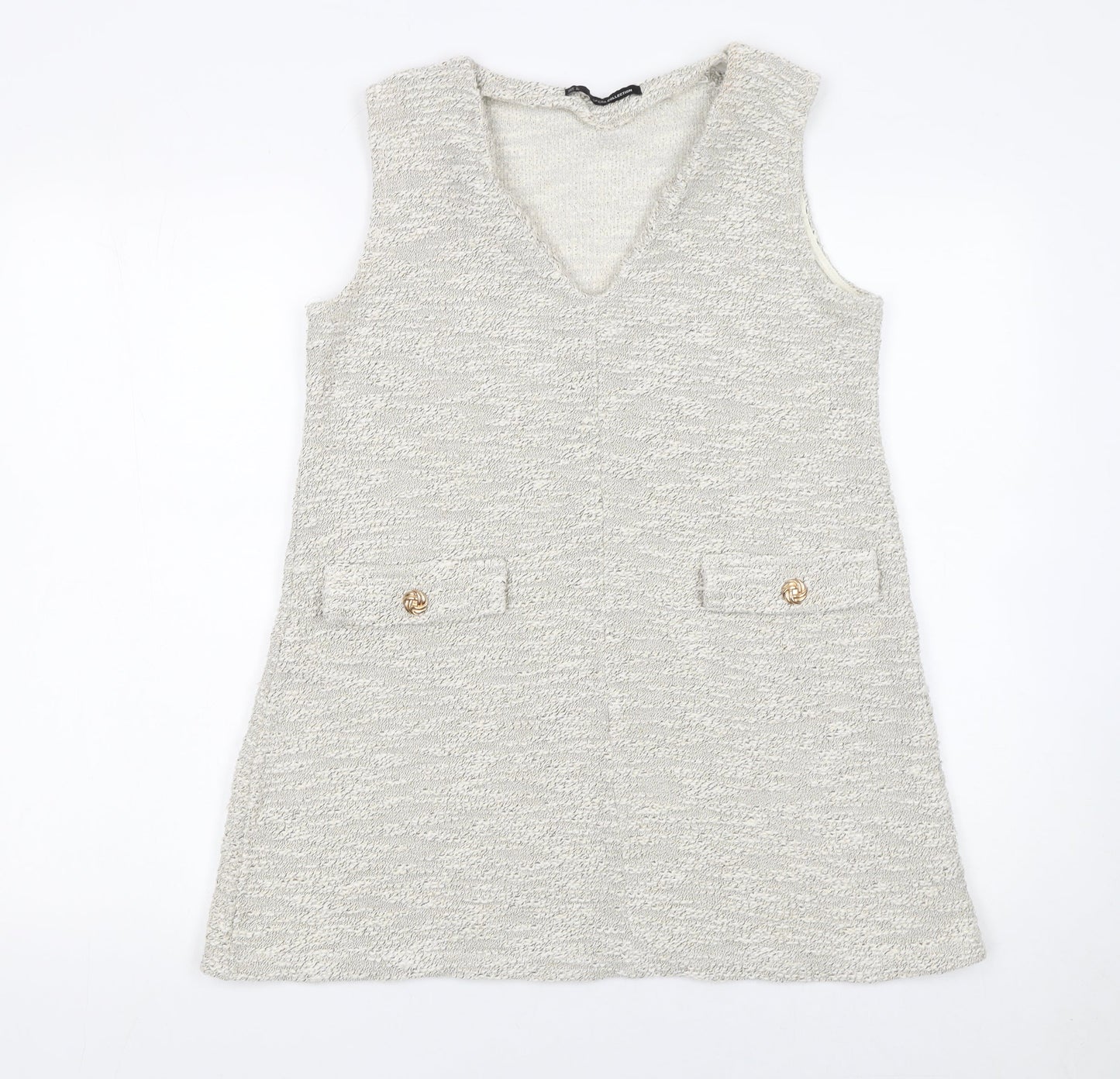 Sfera Women’s Ivory Knit Sleeveless Tunic V-Neck Blouse Size S