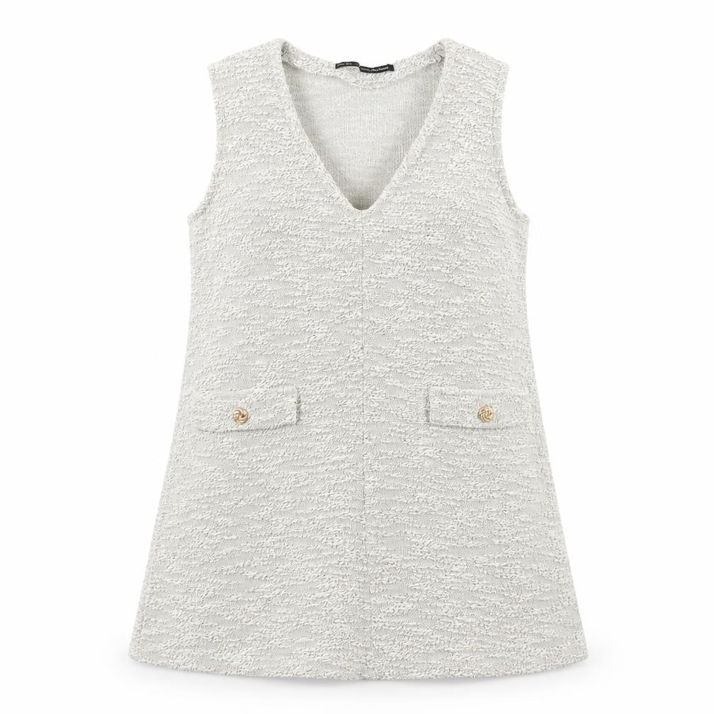 Sfera Women’s Ivory Knit Sleeveless Tunic V-Neck Blouse Size S