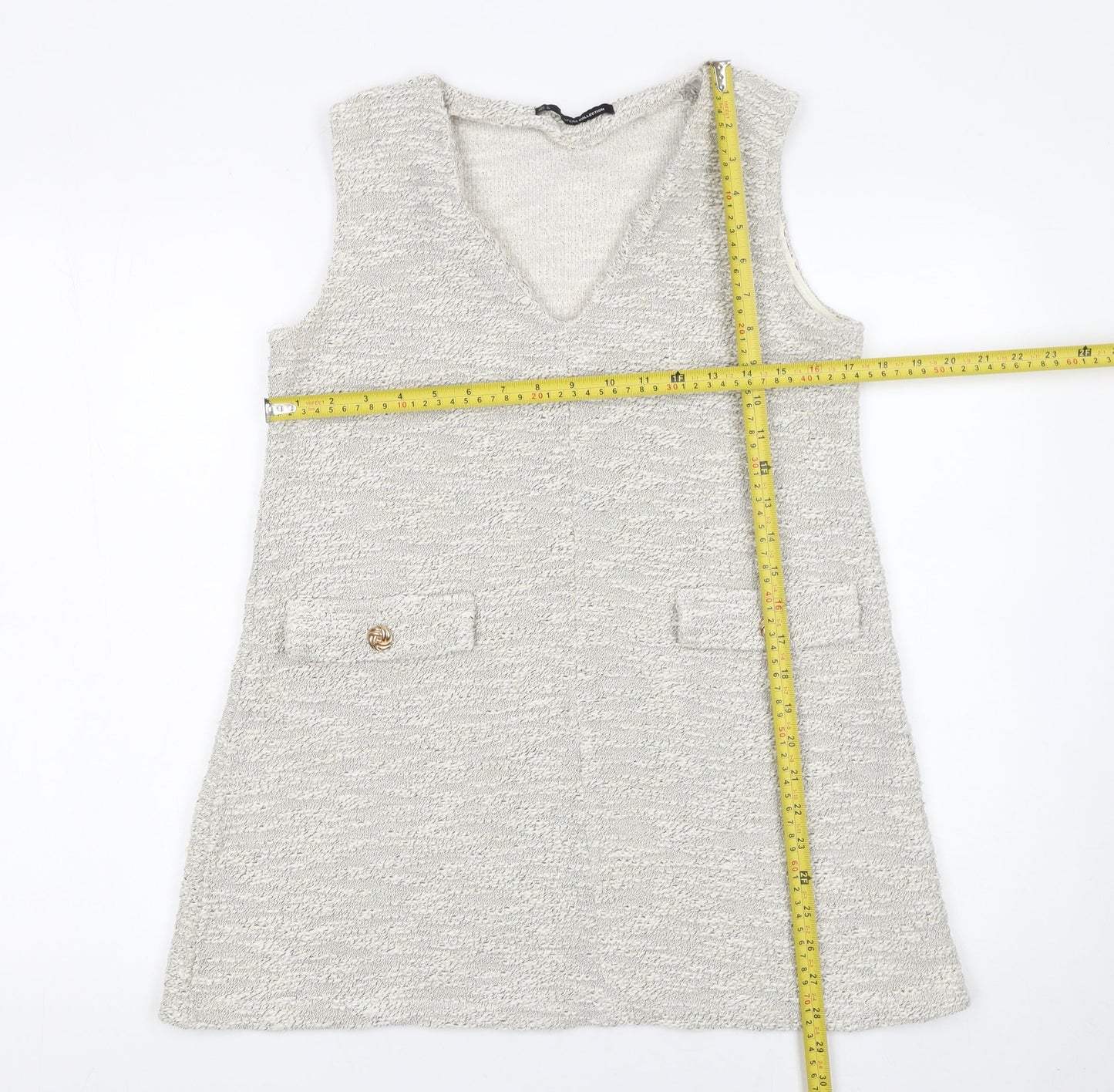 Sfera Women’s Ivory Knit Sleeveless Tunic V-Neck Blouse Size S