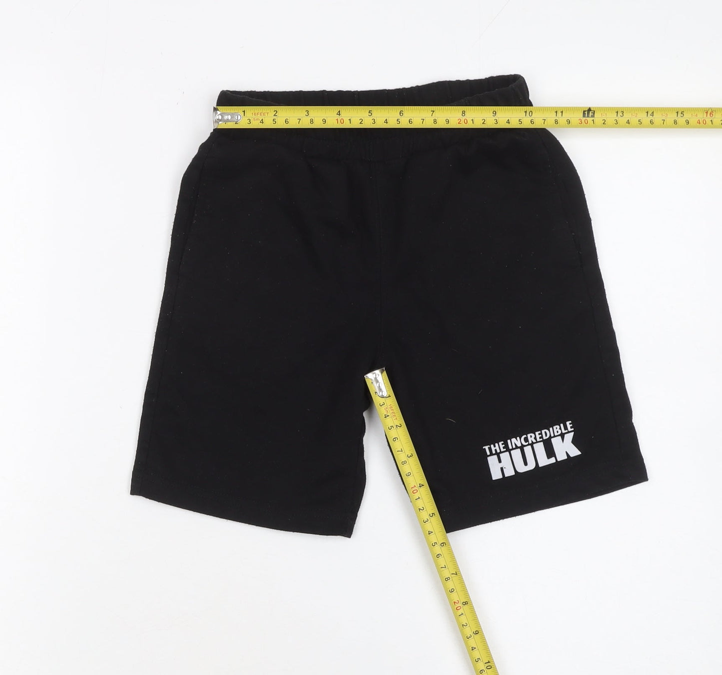 Marvel Boys Black The Incredible Hulk Shorts 5-6 Years Cotton Blend