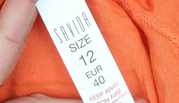 Savida Womens Orange Lace Sheath Dress Size 12 Short Sleeve