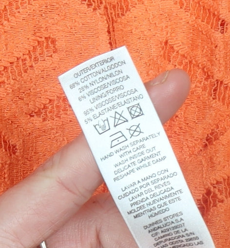 Savida Womens Orange Lace Sheath Dress Size 12 Short Sleeve