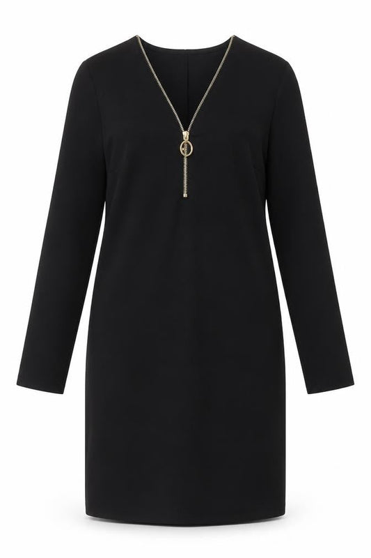 Papaya Women Black Size 8 Shift Zip Knee Length Business Dress