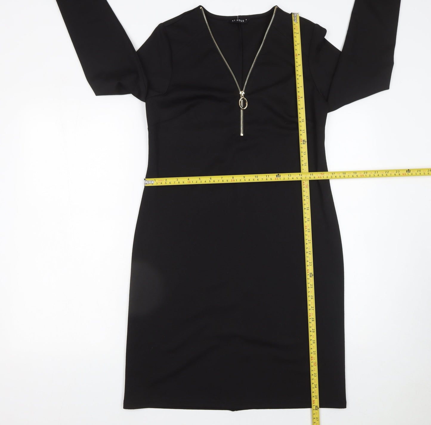 Papaya Women Black Size 8 Shift Zip Knee Length Business Dress