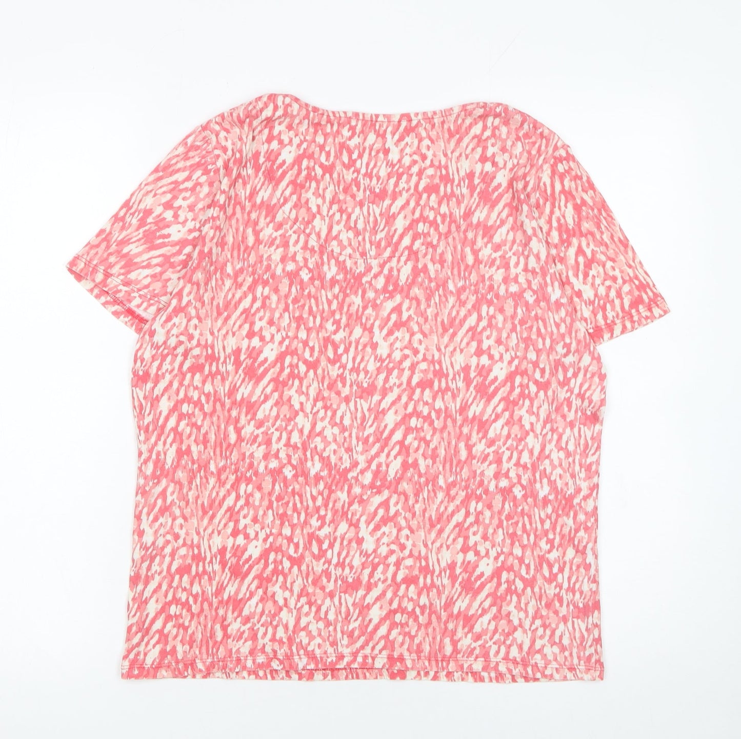 Bonmarché Women's Pink Abstract Print Jersey T-Shirt Size 14