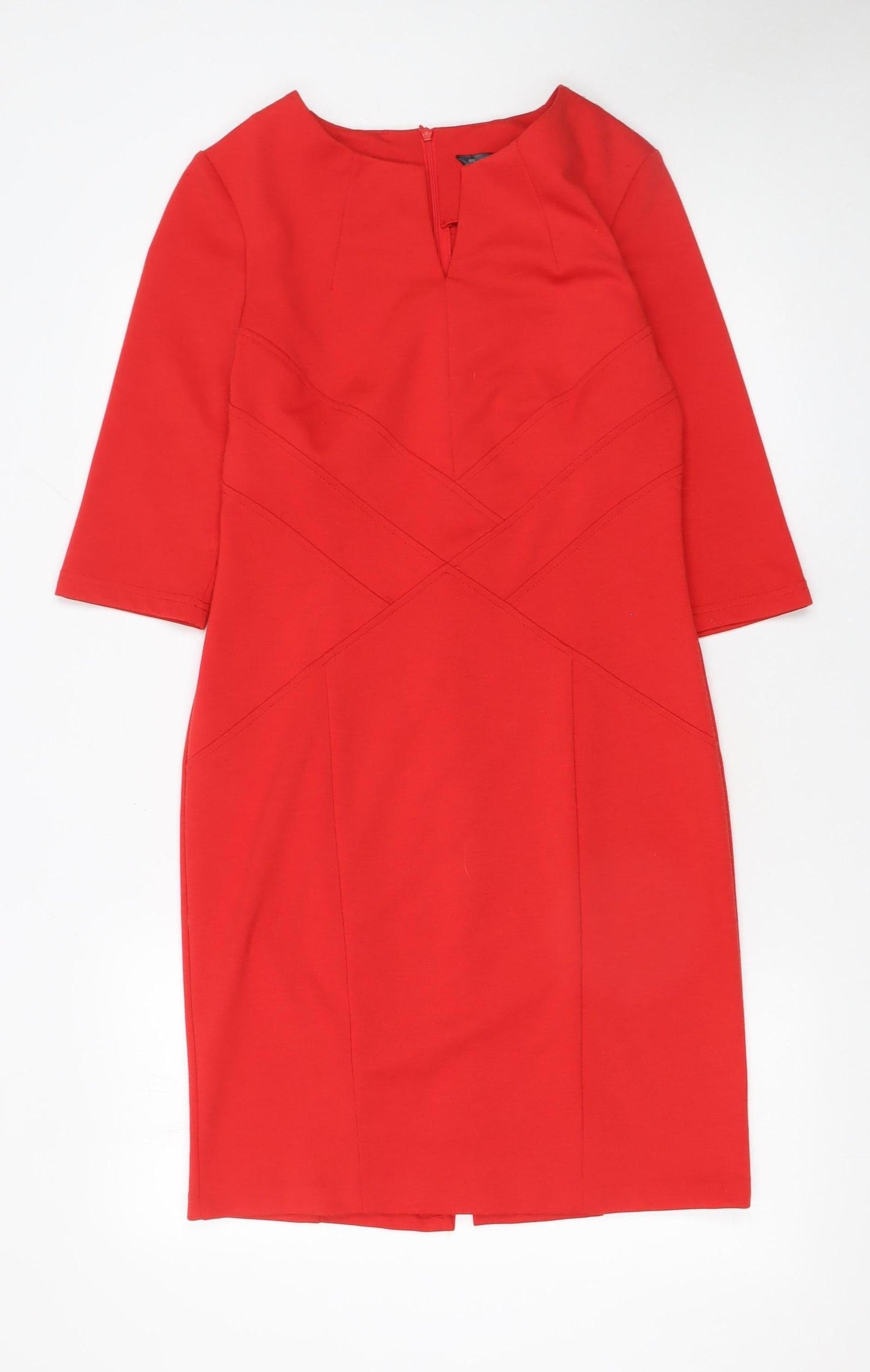 Dunnes Women Red Sheath Knee Length Work Dress Size 14
