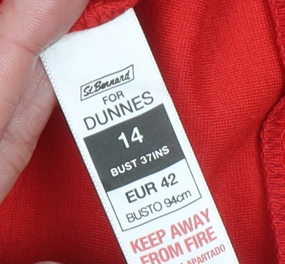 Dunnes Women Red Sheath Knee Length Work Dress Size 14