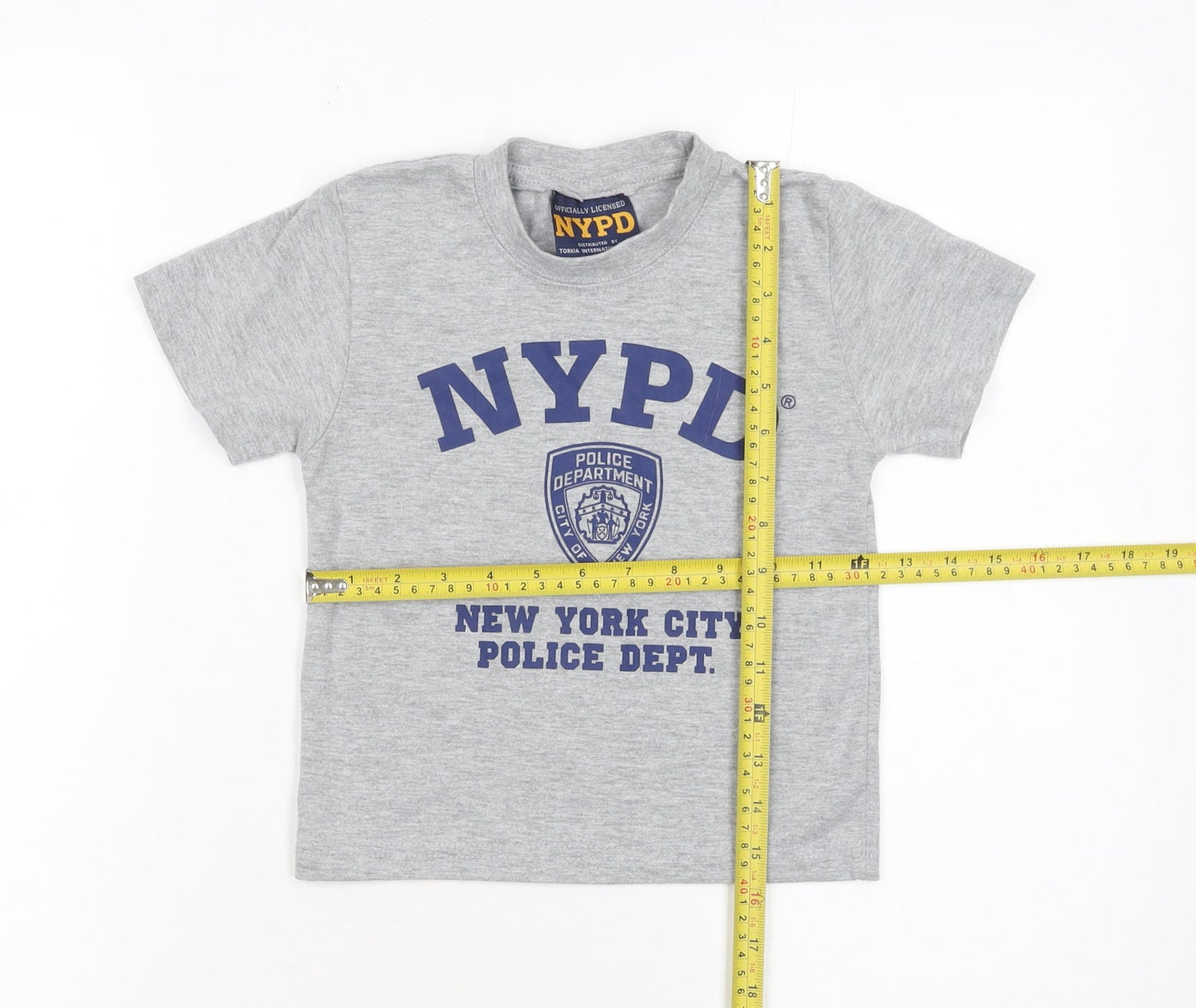 NYPD Boys Grey Short Sleeve Cotton Graphic T-Shirt XS (2-4 Years)