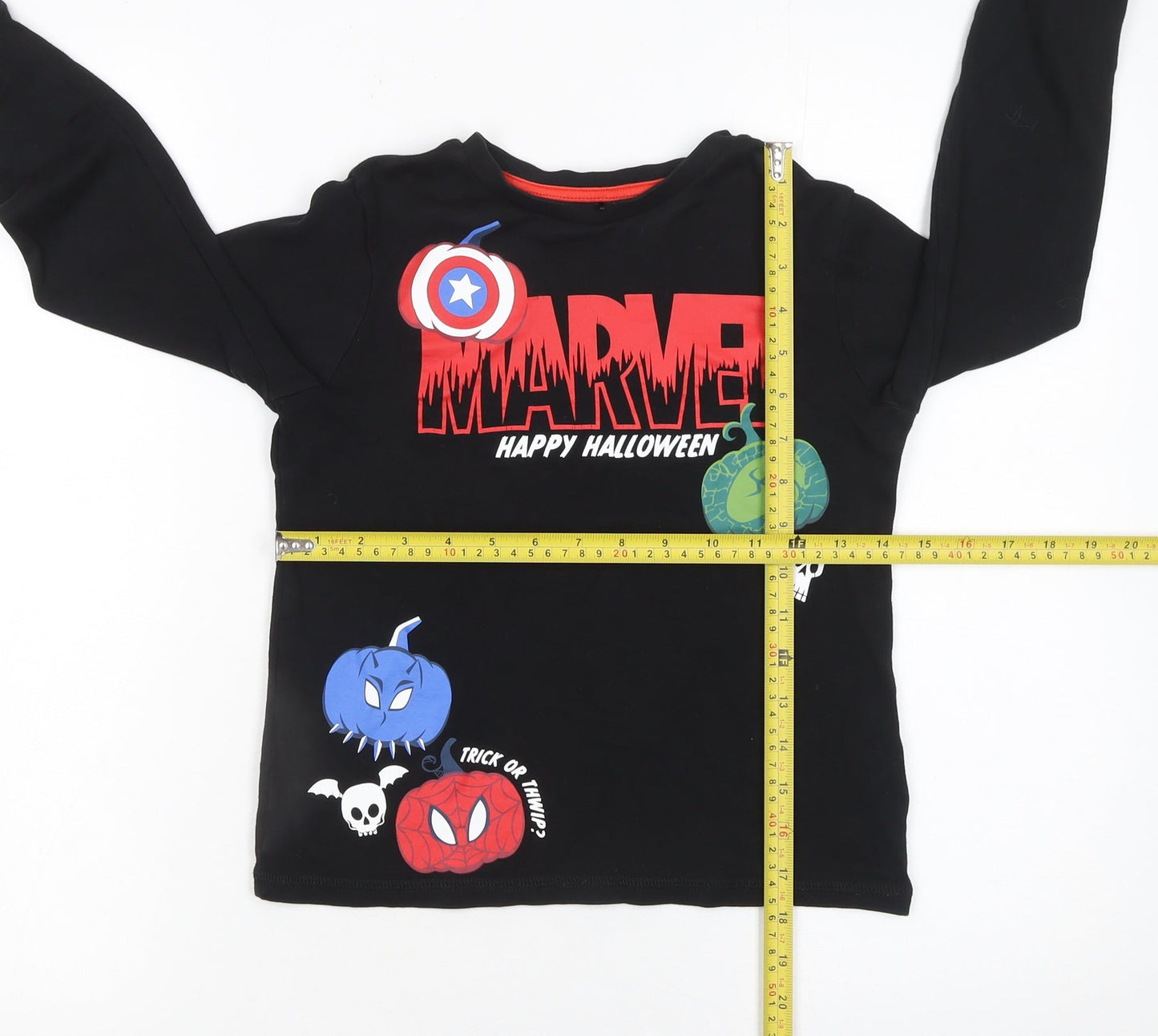 Marvel Boys Black Long Sleeve Halloween T-Shirt by George 8-9 Years