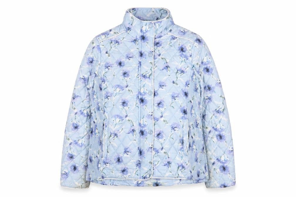 Gerard Womens Blue Floral Quilted Lightweight Jacket Size 14