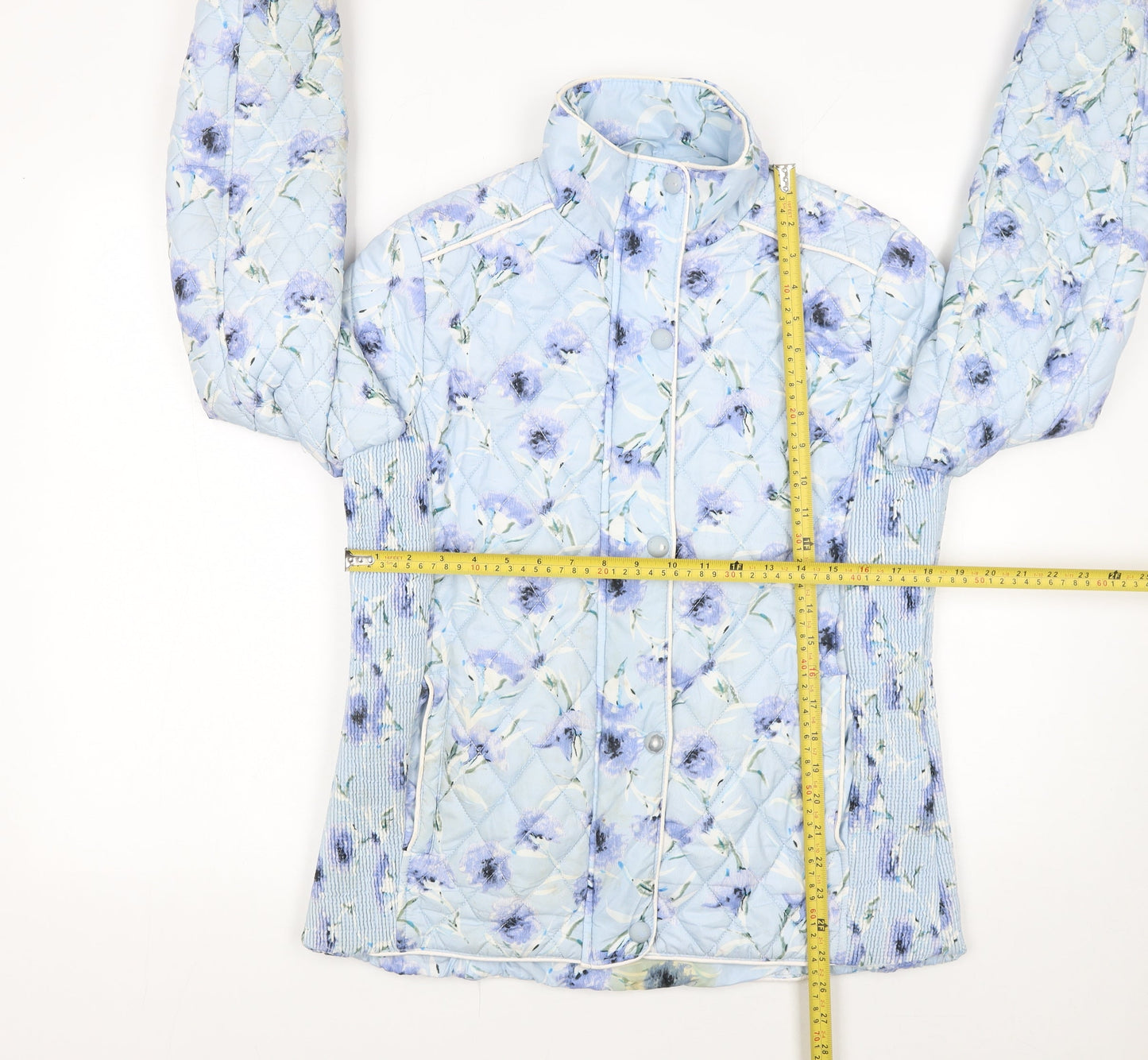 Gerard Womens Blue Floral Quilted Lightweight Jacket Size 14