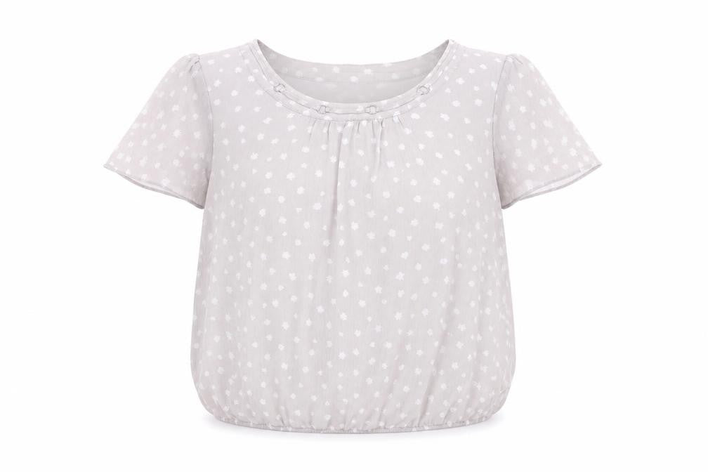 Bonmarché Women’s Grey Polka Dot Short Sleeve Chiffon Blouse Size 14