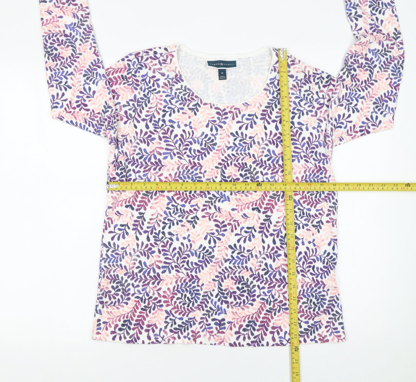Karen Scott Women's Multicoloured Floral Long Sleeve T-Shirt Medium