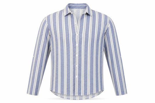 Primark Men's Blue Striped Long Sleeve Button-Up Shirt Size S