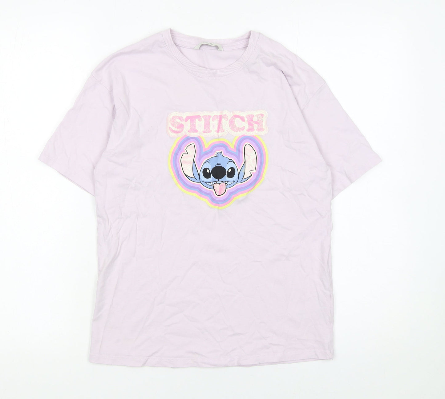 George Girls Pink Stitch Disney T-Shirt 13-14 Years Cotton Casual Top