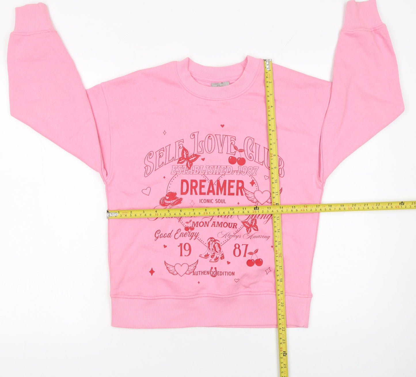 Matalan Girls Pink Graphic Crew Neck Sweatshirt 10 Years Cotton Blend