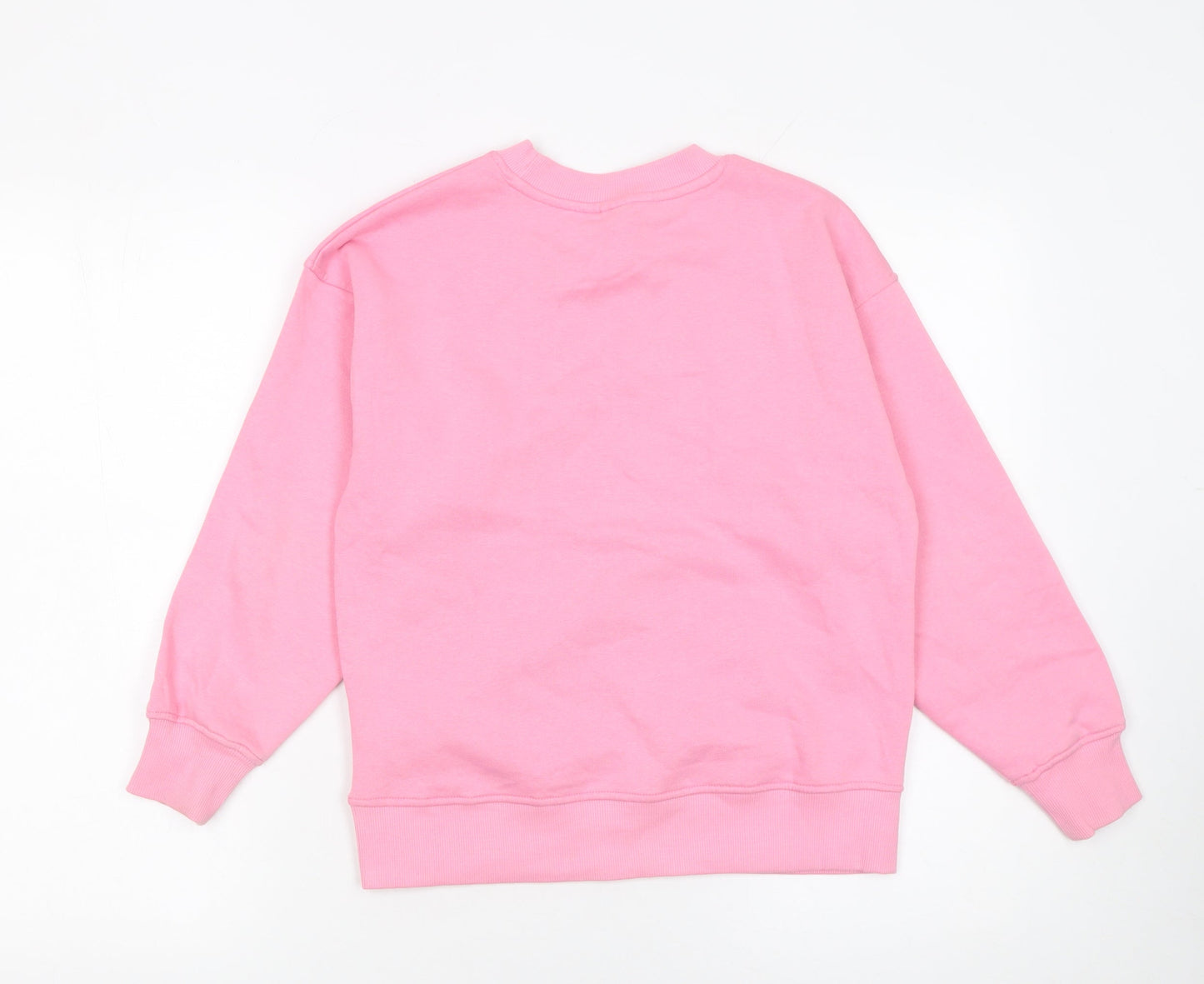 Matalan Girls Pink Graphic Crew Neck Sweatshirt 10 Years Cotton Blend