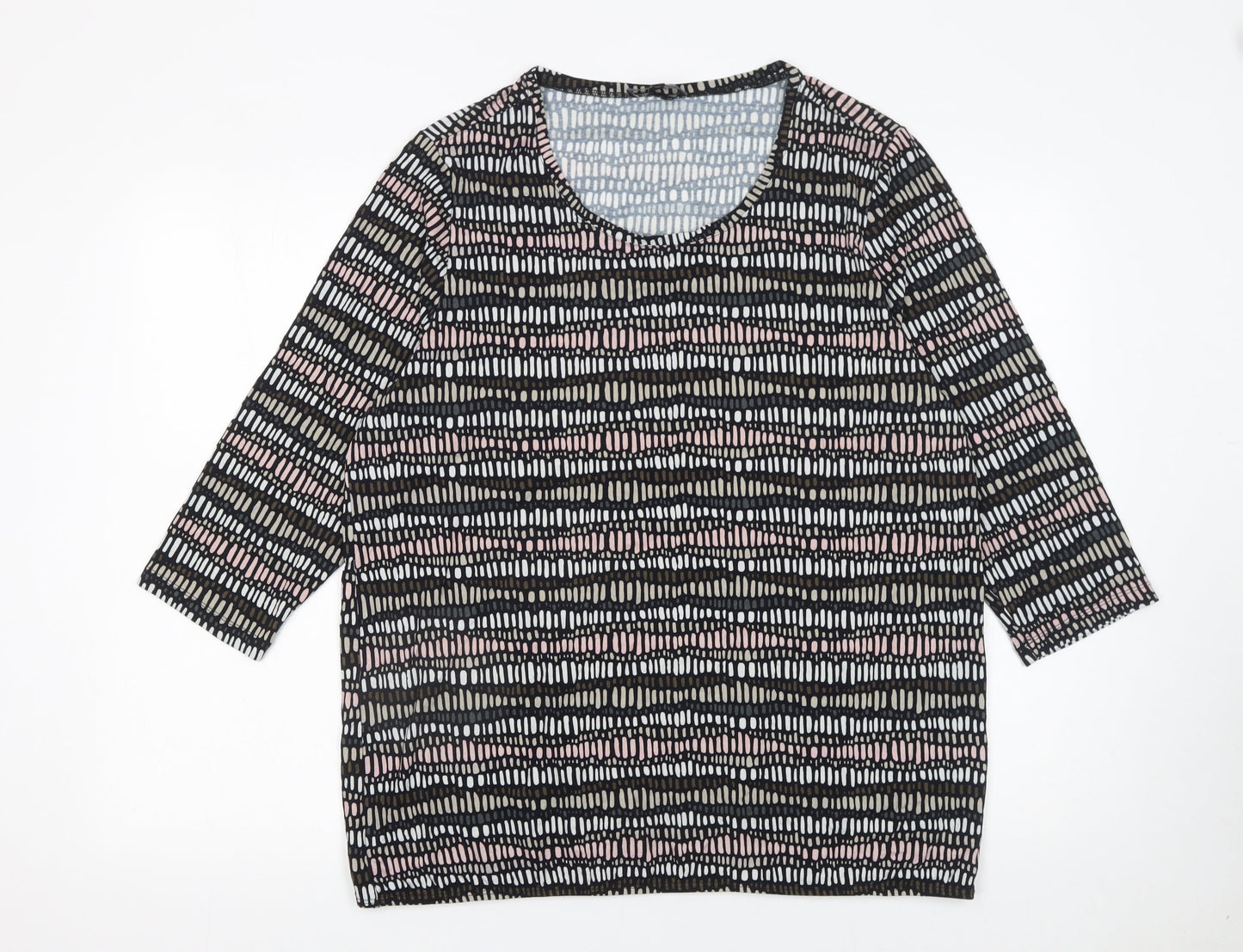 Sunday Womens Multicoloured Geometric Jersey Top XL 3/4 Sleeve