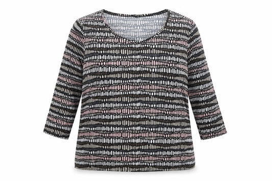 Sunday Womens Multicoloured Geometric Jersey Top XL 3/4 Sleeve