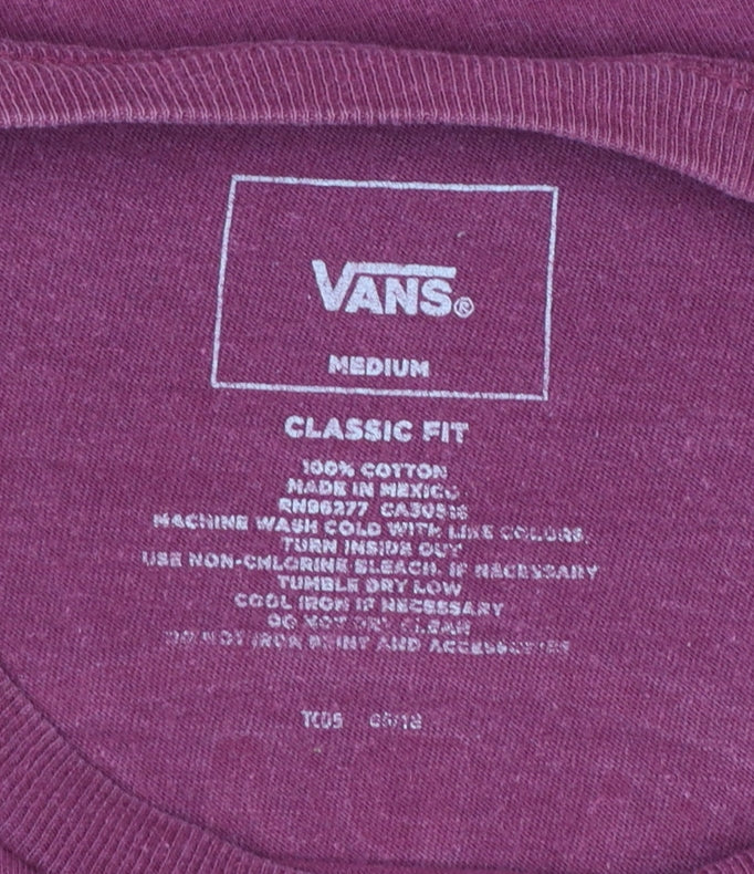 Vans Men's Burgundy Classic Fit Graphic Print T-Shirt Size M