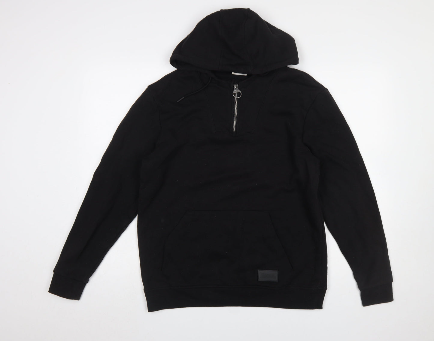 Lonsdale Women Black 1/4 Zip Hoodie Size 12 Cotton Blend