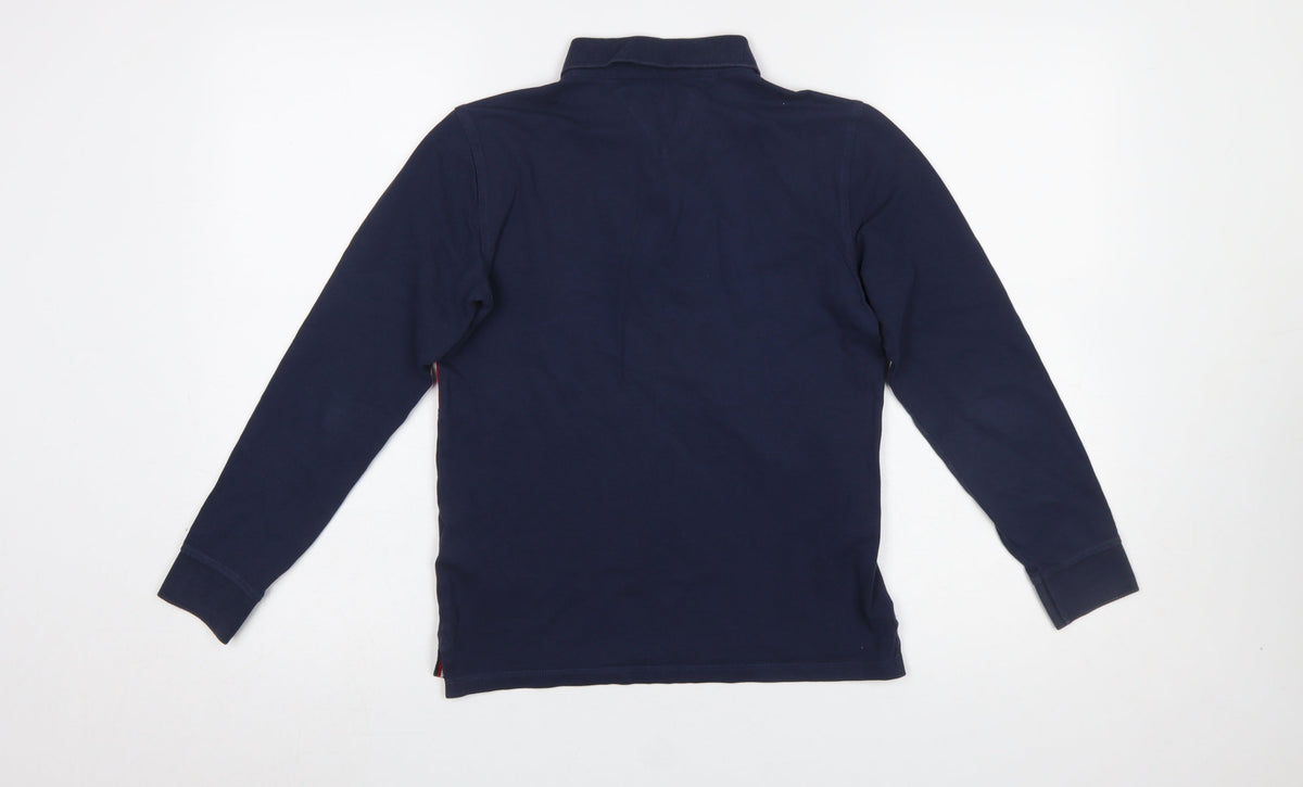 Tommy Hilfiger Boys Blue Long Sleeve Polo Shirt 13-14 Years Logo Cotton