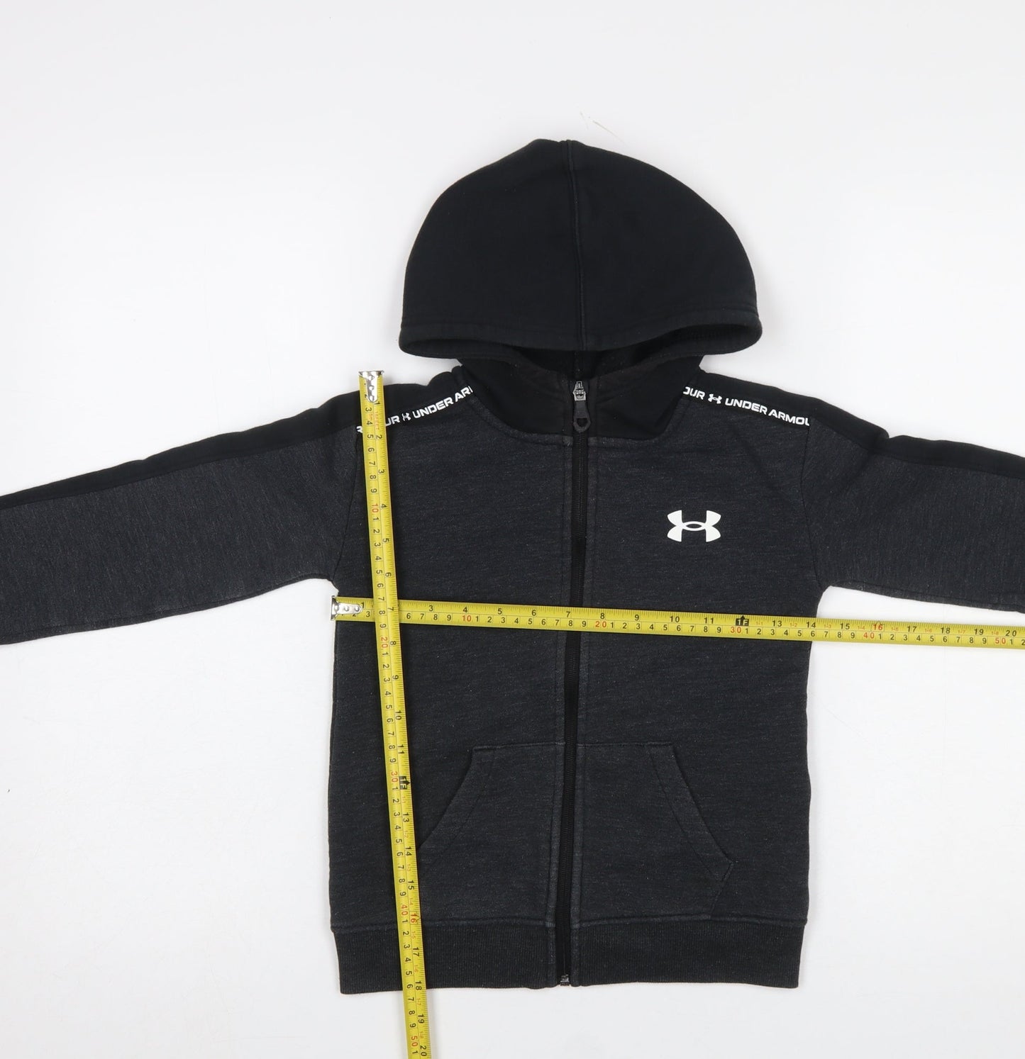 Under Armour Boys Black Full Zip Hoodie 5-6 Years Cotton Blend
