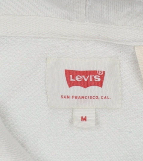 Levi's Women's White Hoodie Medium Cotton Rainbow Logo Pullover