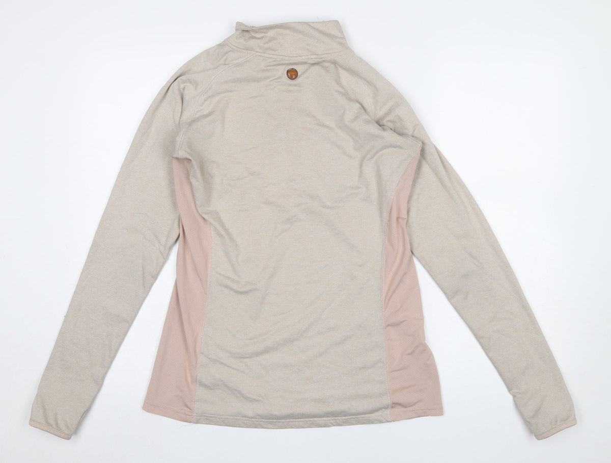 Ellesse Womens Beige Long Sleeve 1/4 Zip Activewear Top Size L