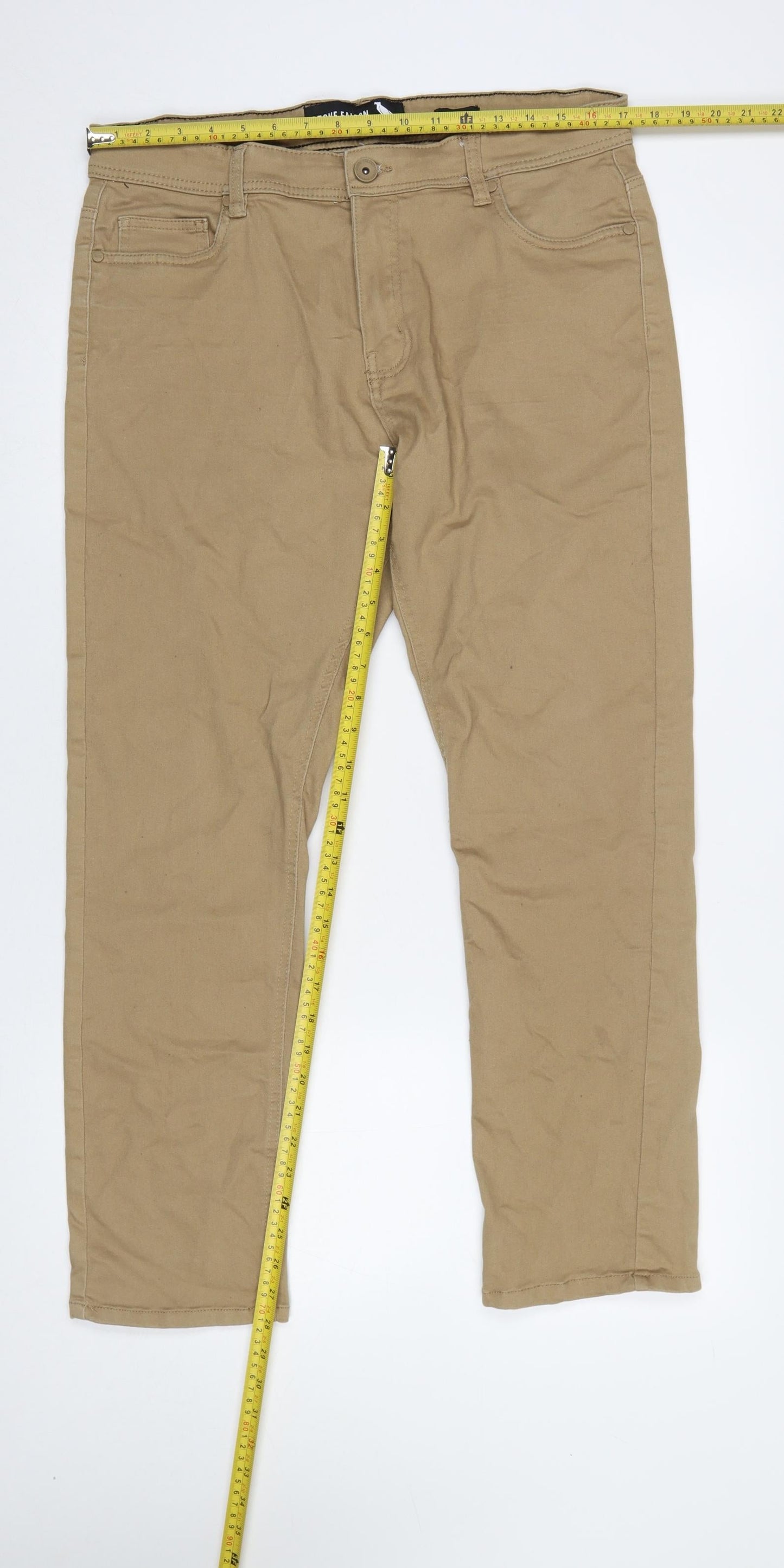 Stone Falcon Men's Beige Slim Fit 36/30 Straight Jeans