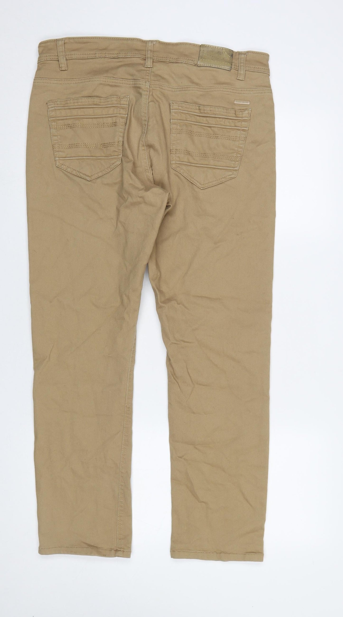 Stone Falcon Men's Beige Slim Fit 36/30 Straight Jeans