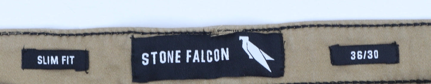 Stone Falcon Men's Beige Slim Fit 36/30 Straight Jeans